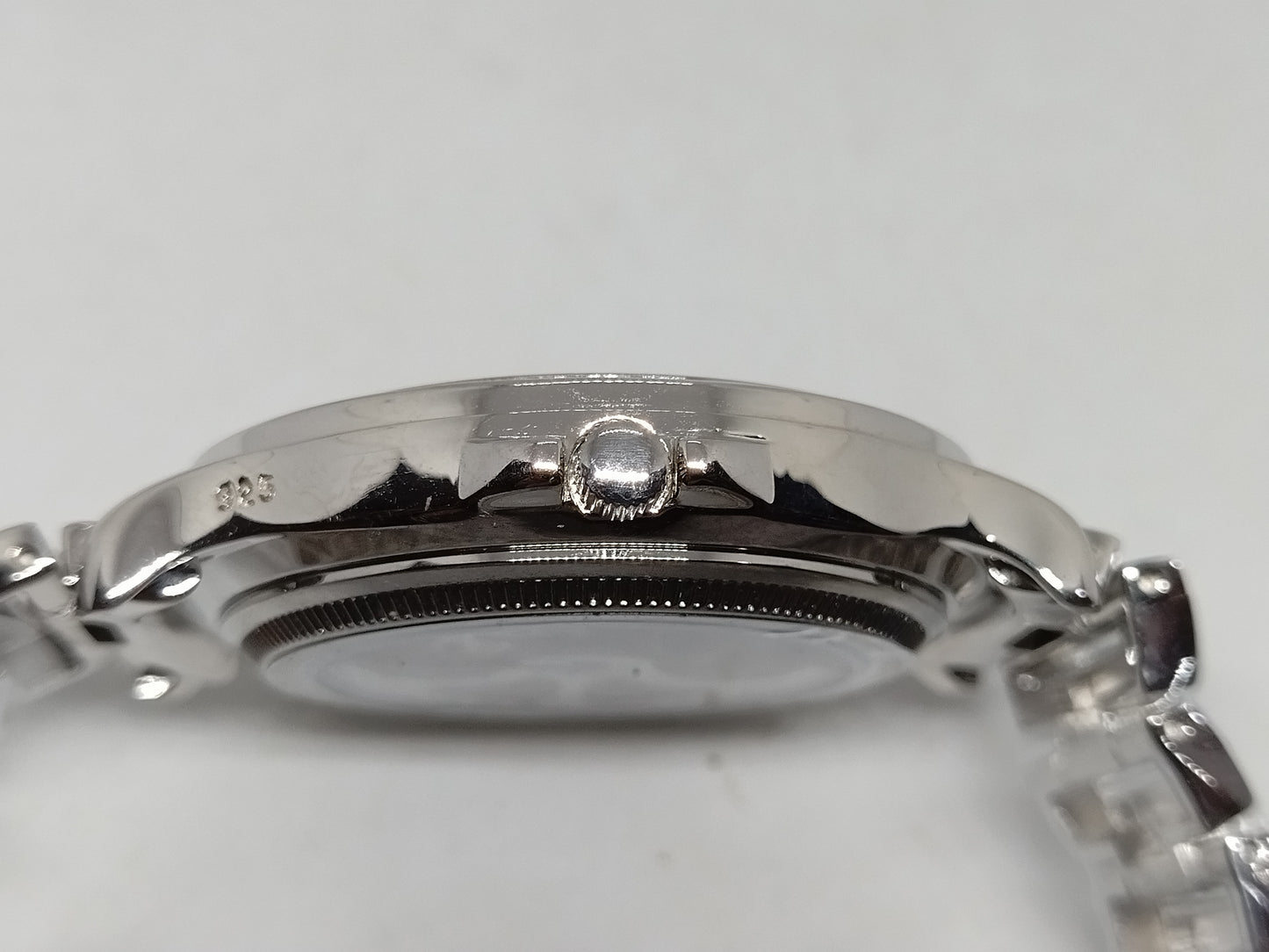 Men Luxury Silver 925 Sterling Silver Bling Simulated Diamond Bracelet Watch