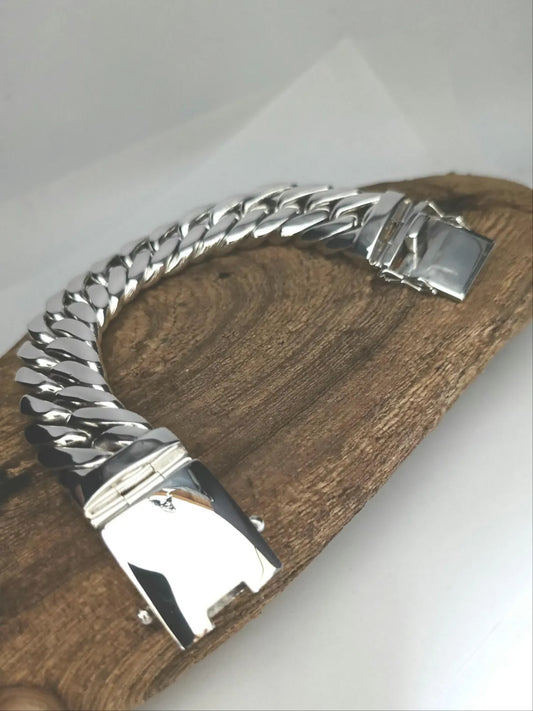 Men's 8.5" 195g Heavy Cuban Curb Chain Link Solid Sterling Silver 925 Biker Bracelet