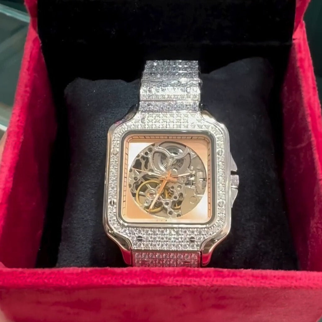 Luxuriöse Iced Out Diamant-Uhr, Größe 8