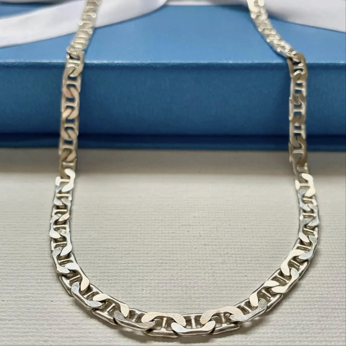 Mariner Link Chain Necklace Heavy 925 Solid Sterling Silver Italy Vintage Men’s 22"