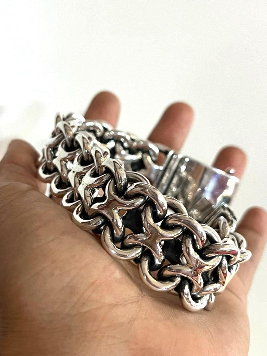 Massive men's silver bracelet Inspired Kharkov Bismarck 925S