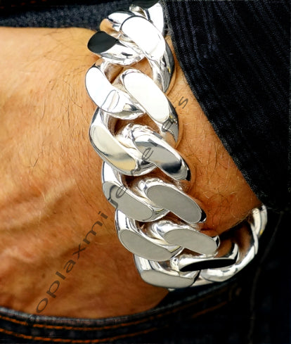 HUGE Solid 925 Silver Mens Miami Cuban Curb Link Bracelet 8.5" Heavy 200 gr 20m