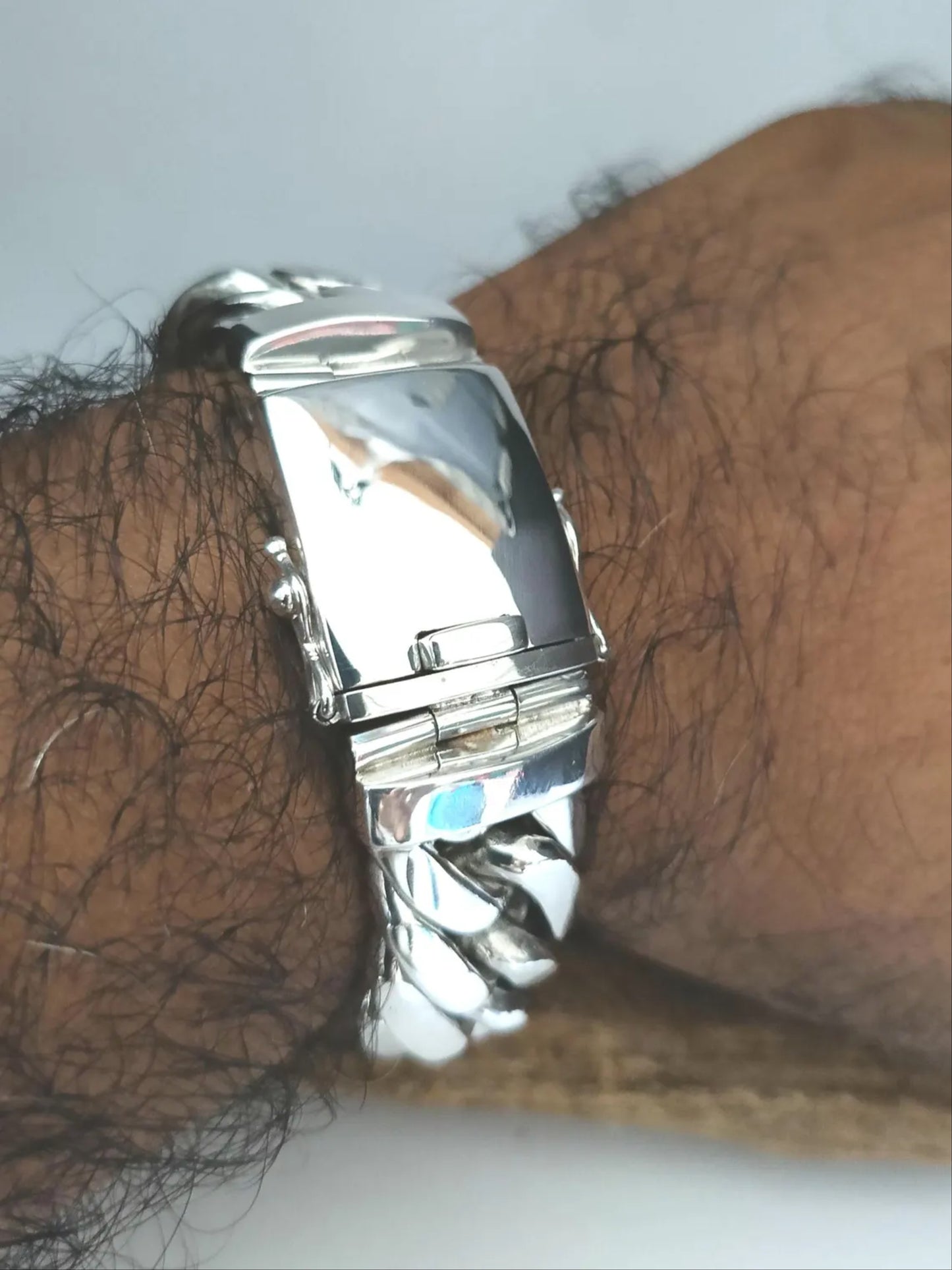 Men 925 Sterling Silver Thick and heavy Cuban link bracelet handmade