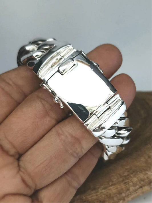 Italian 925 Sterling Silver Cuban Chain Bracelet – Premium Heavy Link