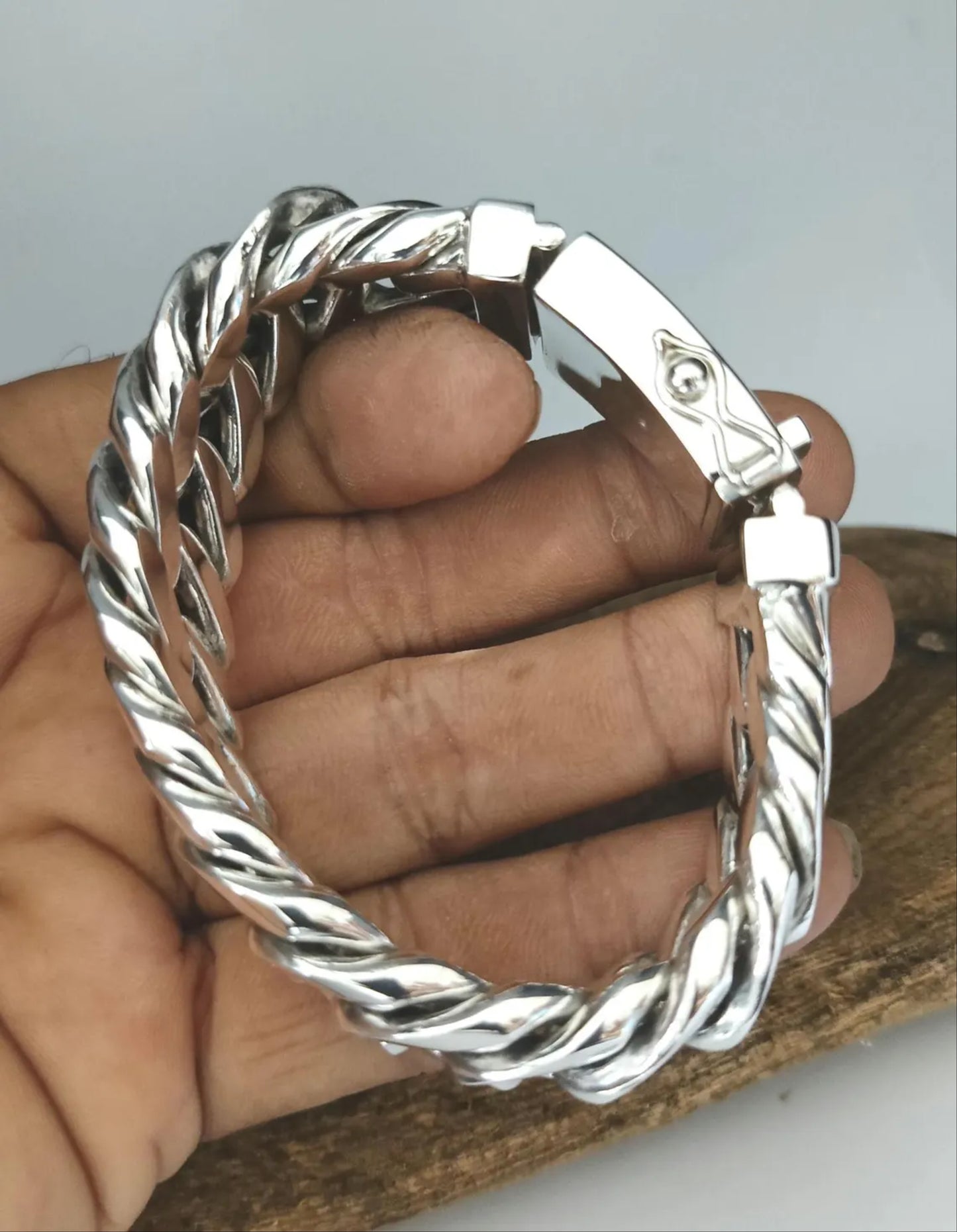 Men 925 Sterling Silver Thick and heavy Cuban link bracelet handmade