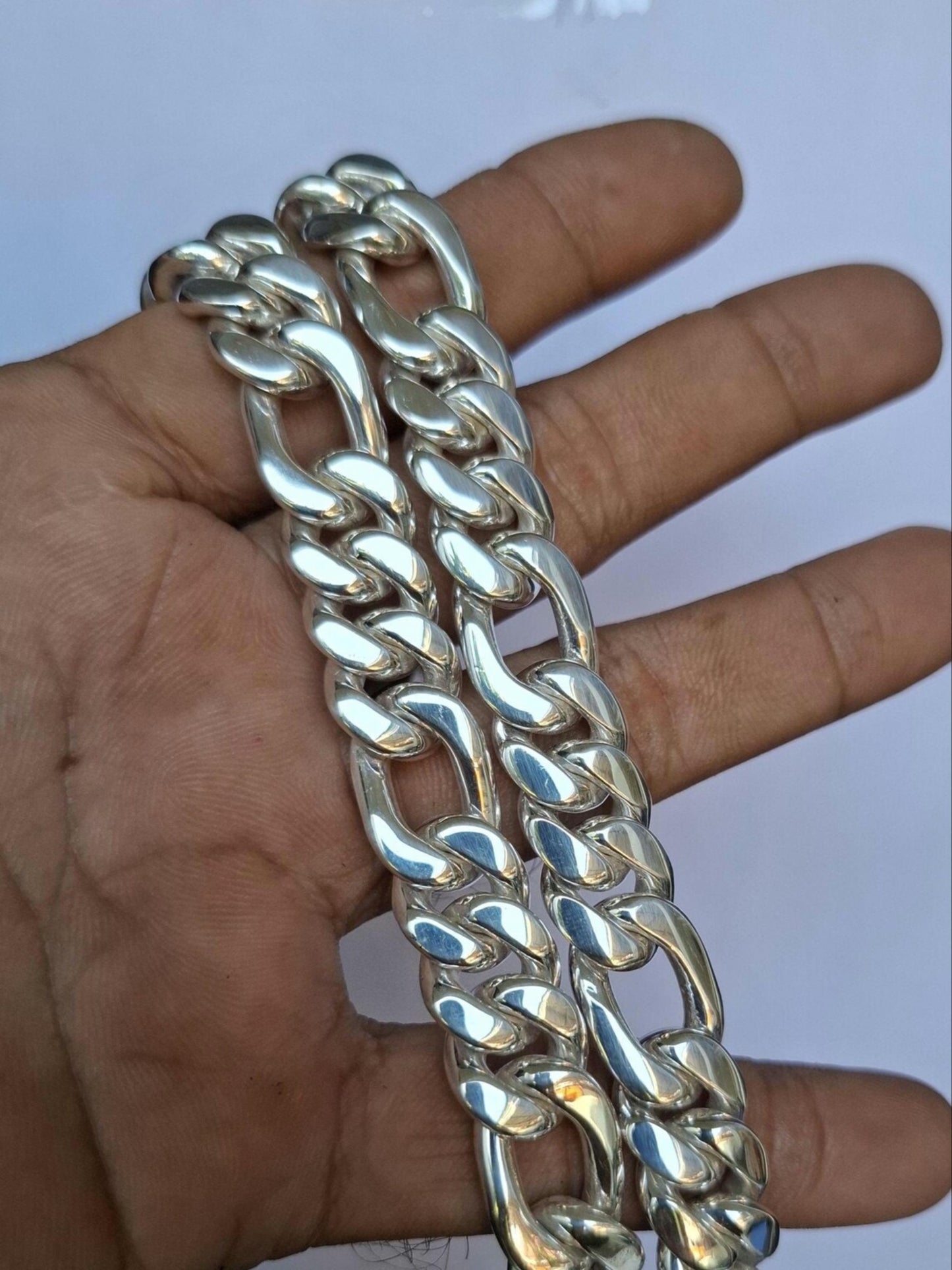 Chunky 925 Solid Silver Curb Link Chain 17mm