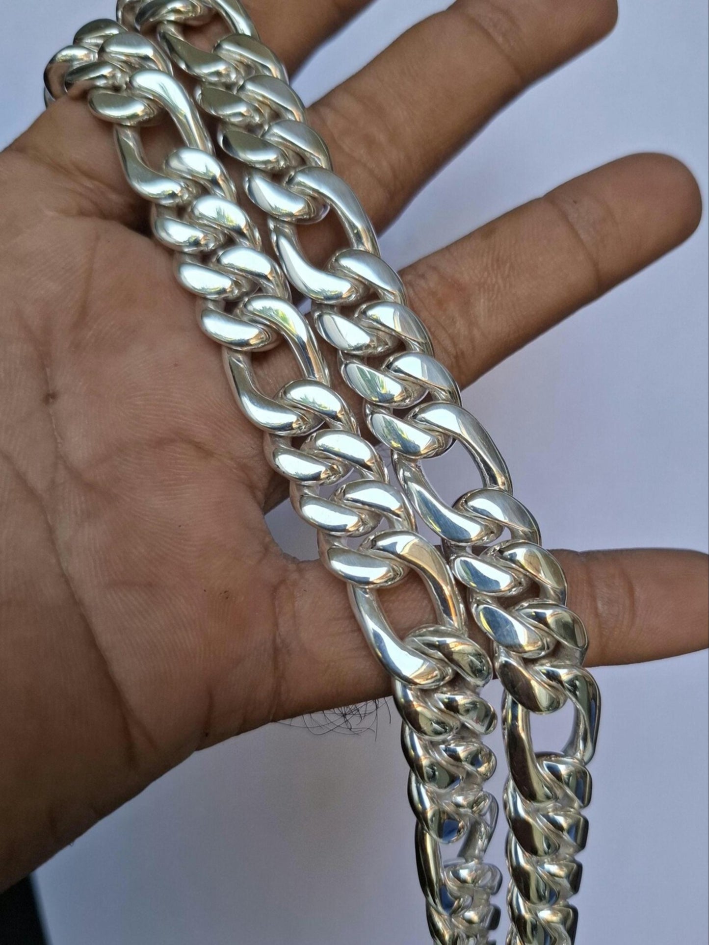 Chunky 925 Solid Silver Curb Link Chain 17mm