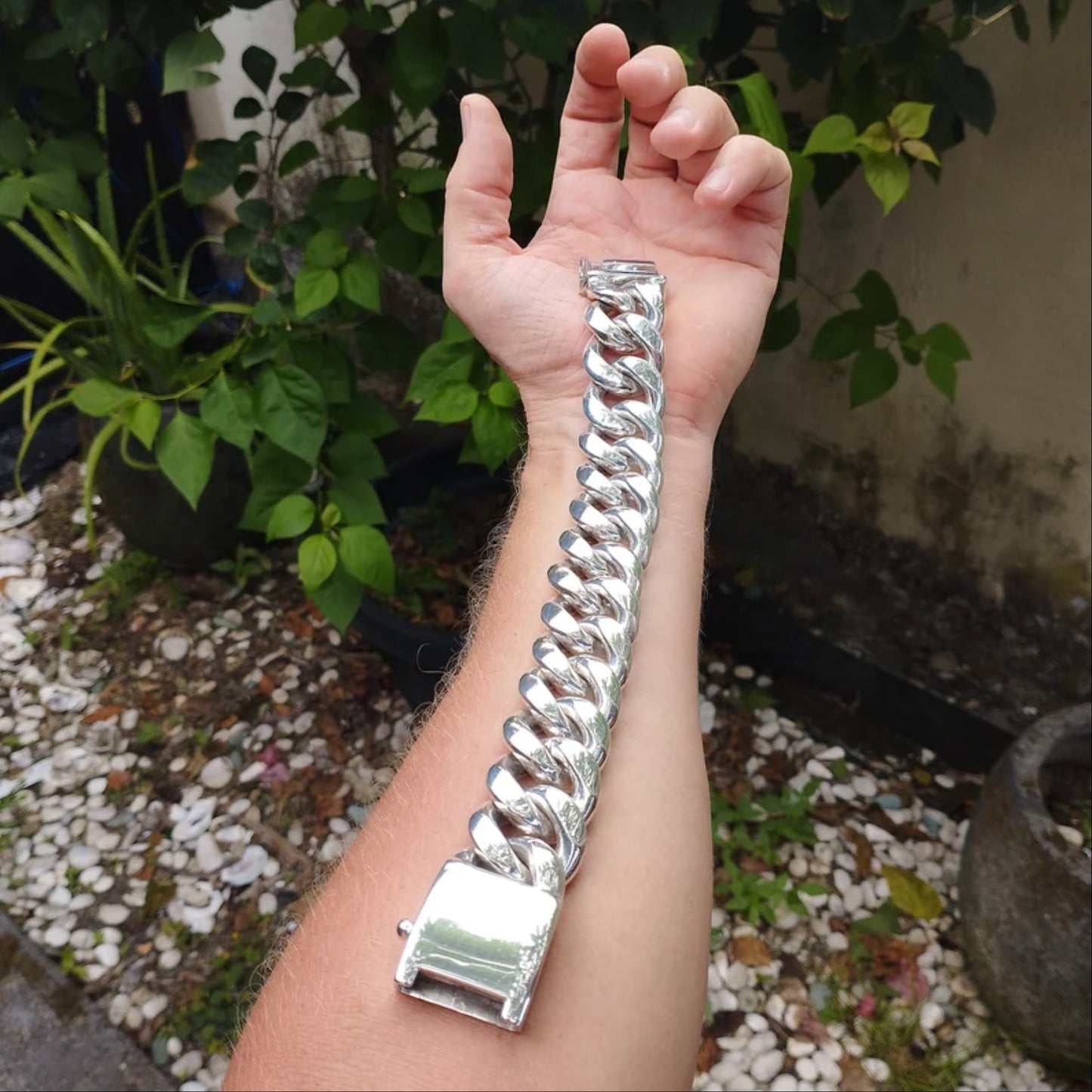 9" 25mm 925 Sterling Silver Curb Link Bracelet