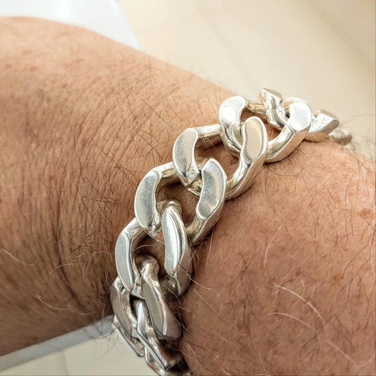 Men's sterling silver bracelet, chunky bracelet 20mm