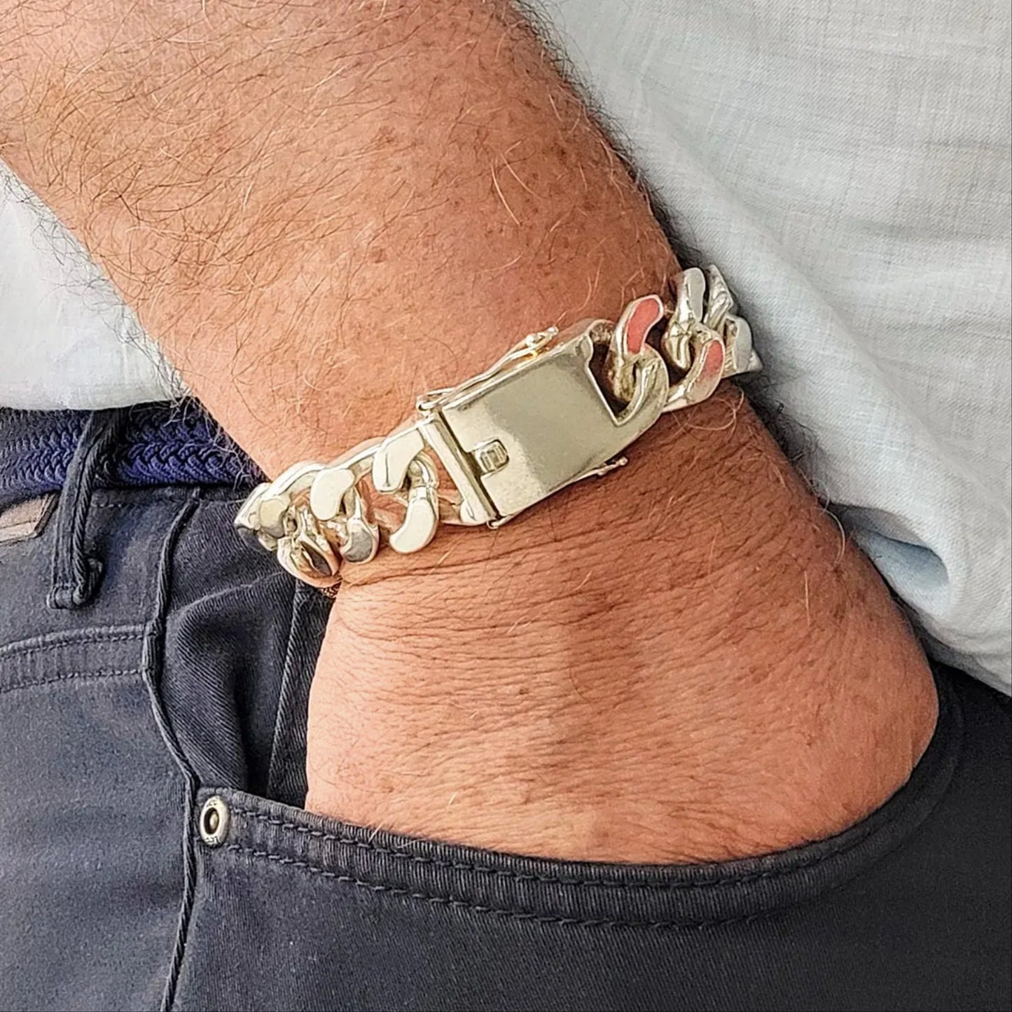 Men's sterling silver bracelet, chunky bracelet 20mm