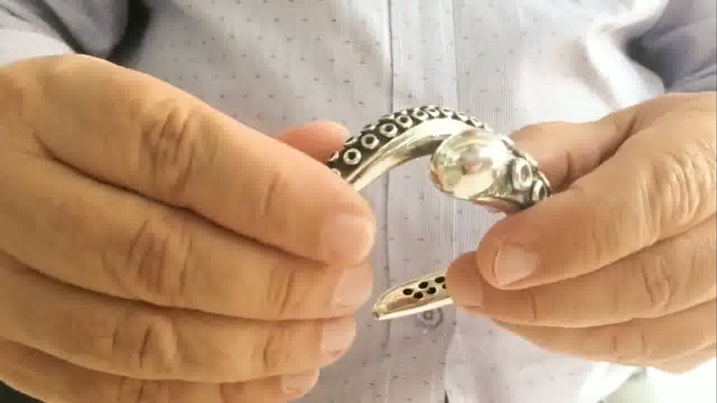 Oktopus Manschettenarmband 925 Silber