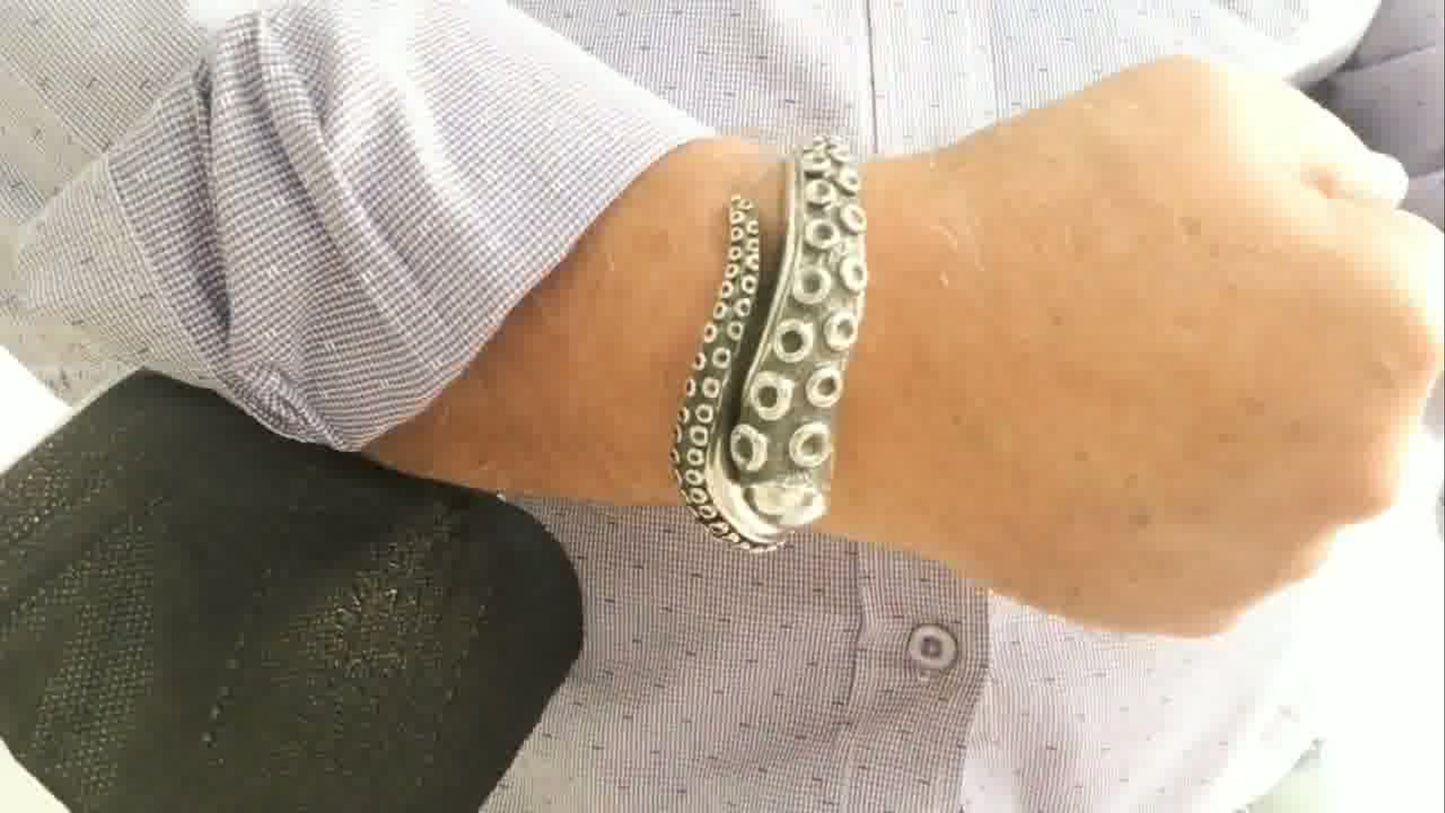 Oktopus Manschettenarmband 925 Silber