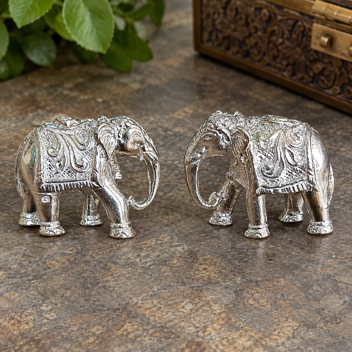 925 Solid Sterling Silver Lucky Elephant Charm Pair