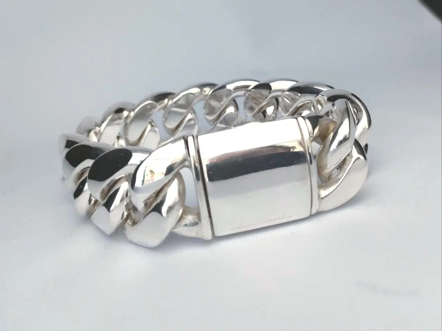Real 925 Sterling Silver Heavy Bracelet Men's CUKK