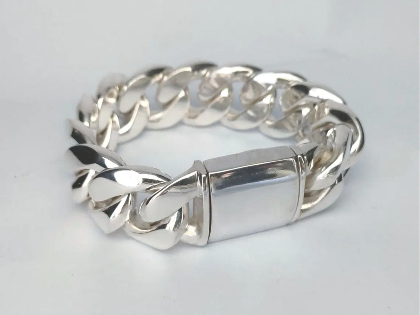 Real 925 Sterling Silver Heavy Bracelet Men's CUKK