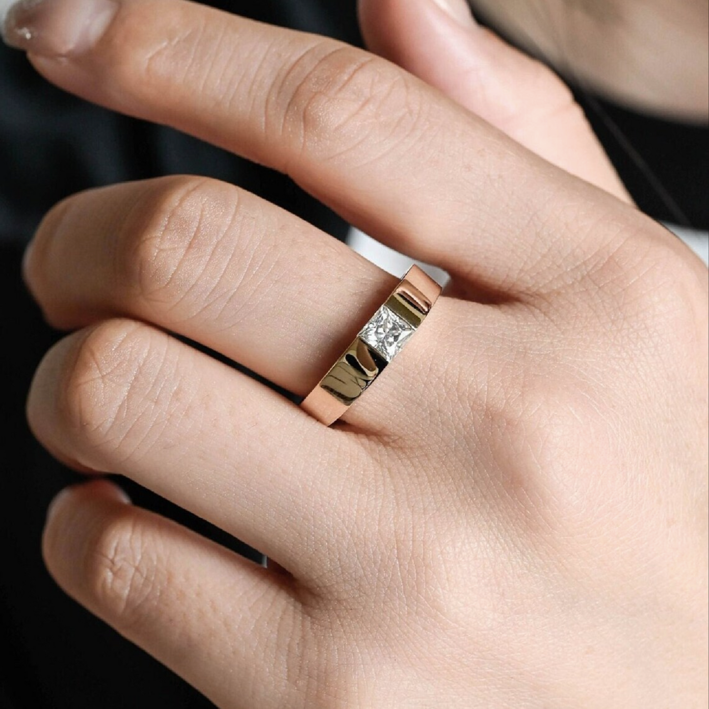 Men Real 2 carat Diamond 14k Gold Ring
