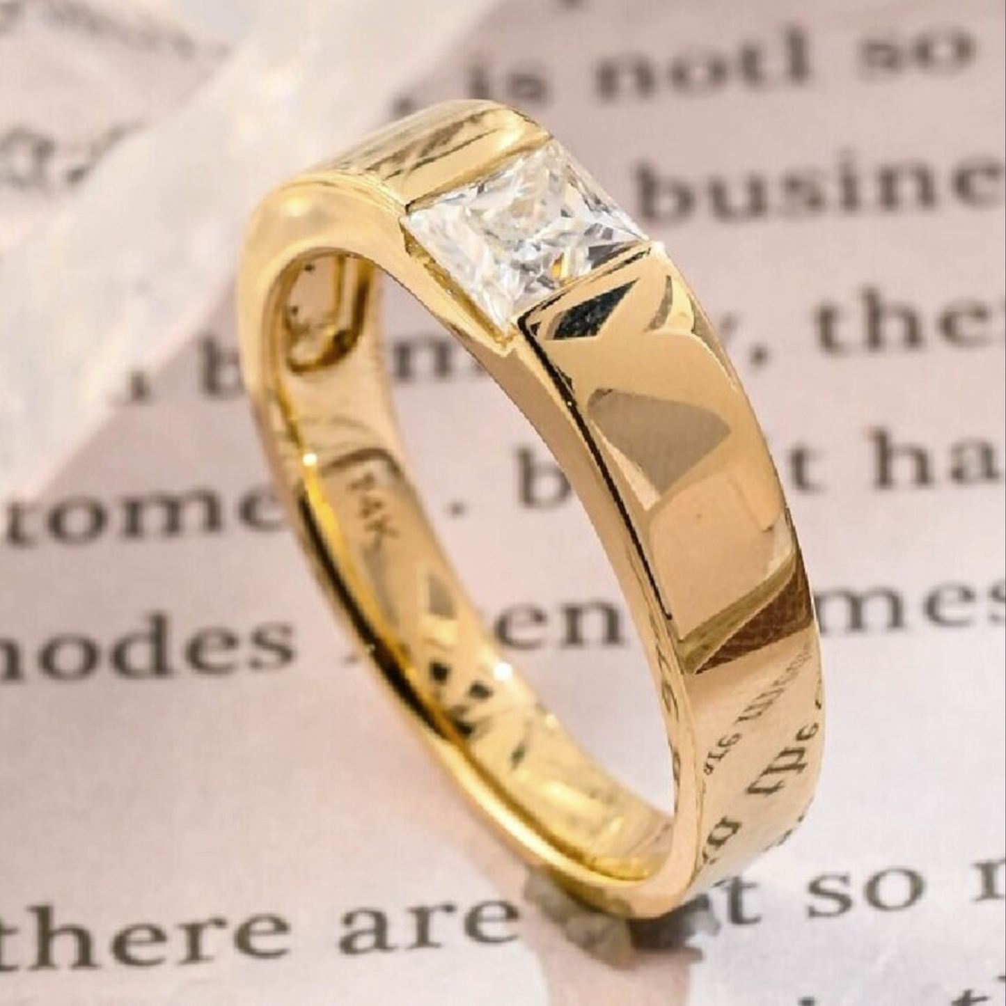 Men Real 2 carat Diamond 14k Gold Ring