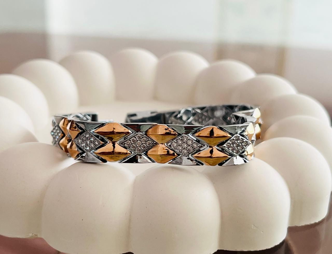 Three Tone Snake Bracelet Real 925 Sterling Silver Men's