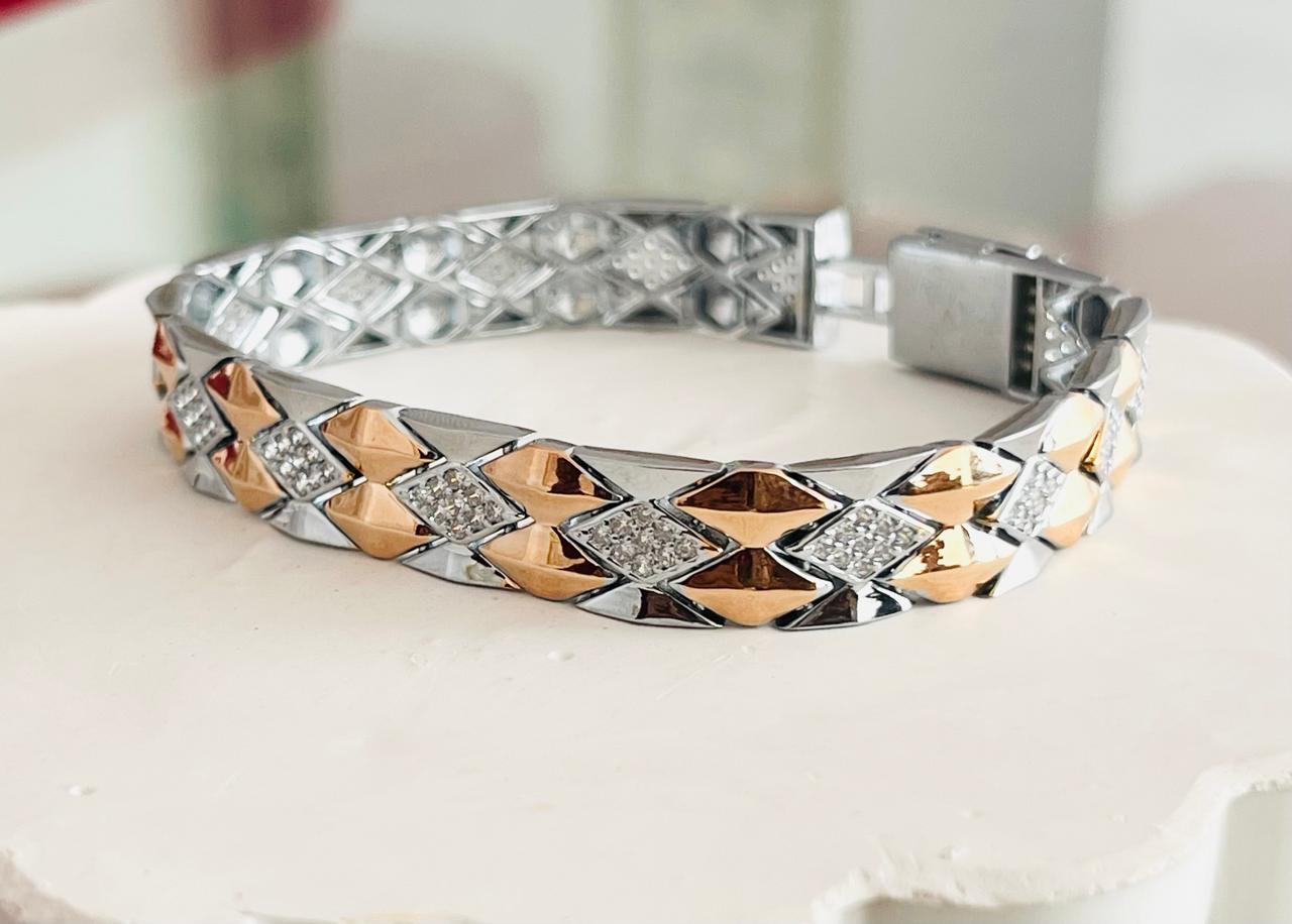 Three Tone Snake Bracelet Real 925 Sterling Silver Men's