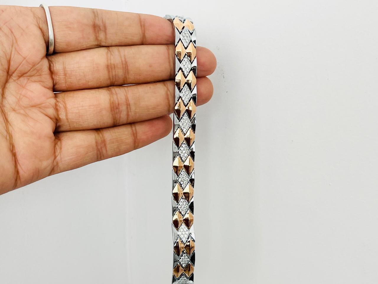 Three Tone Snake Bracelet Real 925 Sterling Silver Men's