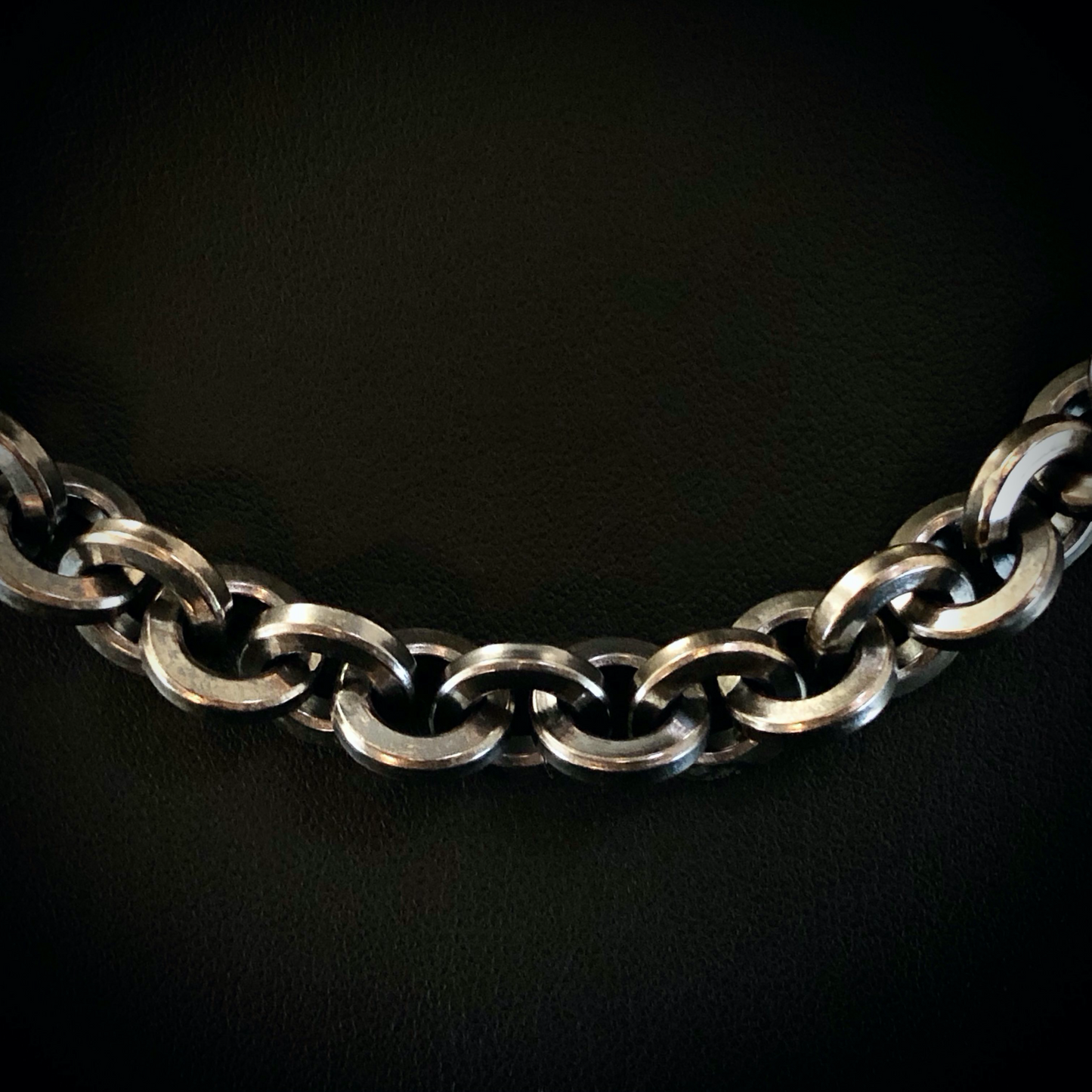 Unique Mens Oxidised Silver Necklace: 925 Sterling Silver Cable Chain with Intricate Design-Mens One-of-a-Kind Solid Silver Jewelry