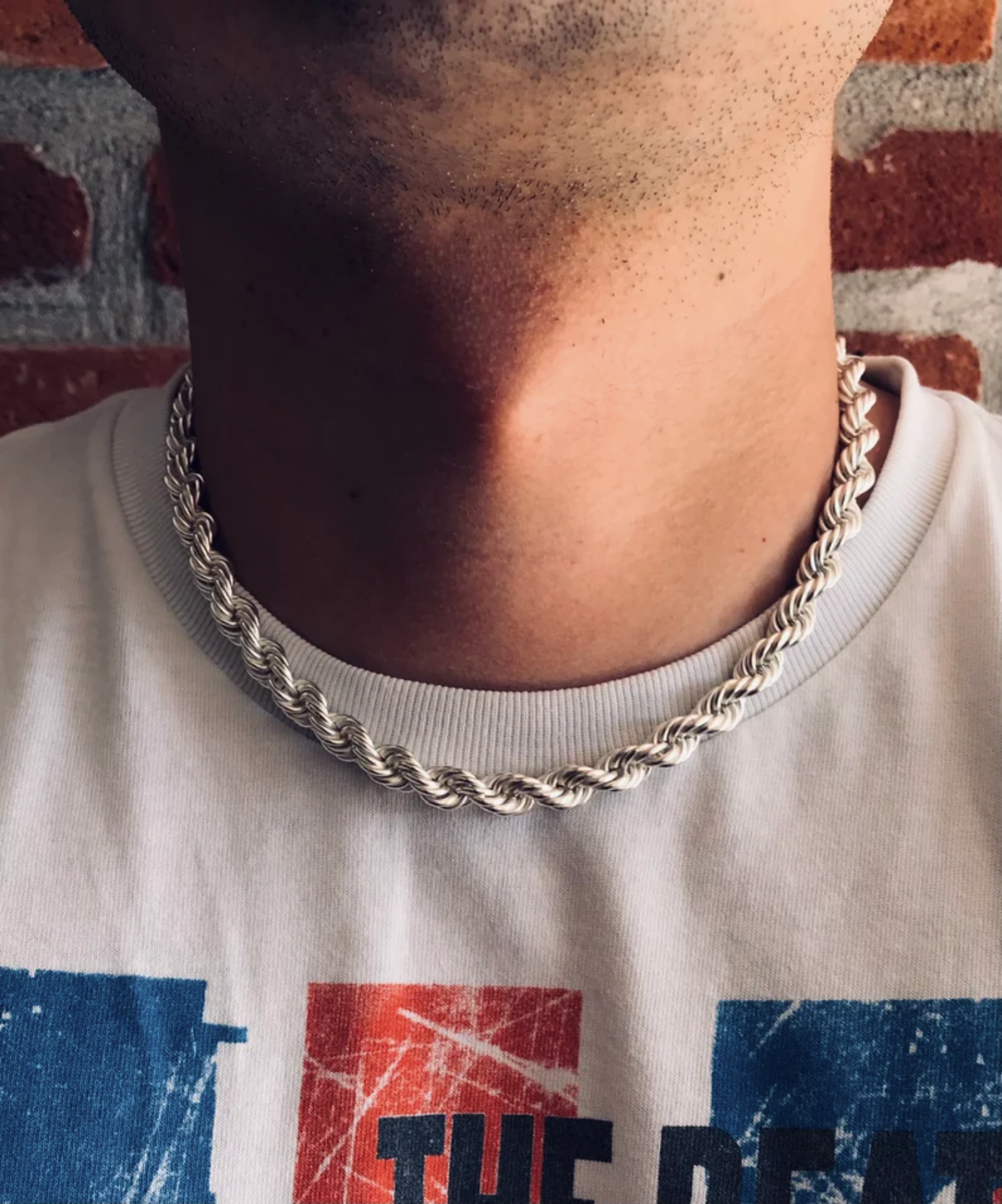 Silver Solid Jumbo Hip Hop Rope Chain 8 mm x 22 inches long