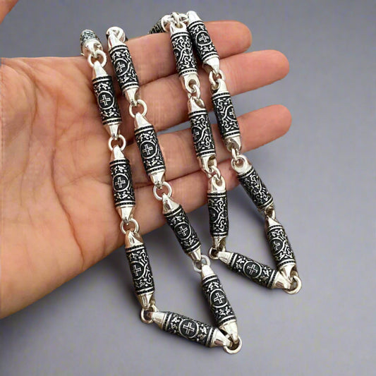 Silver chain with pattern Silver men's chain  24"