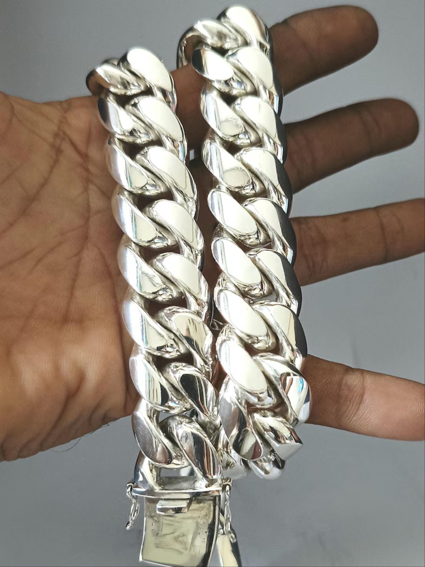 Solid Silver Curb Chain Necklace - Heavy Cuban Link 23mm