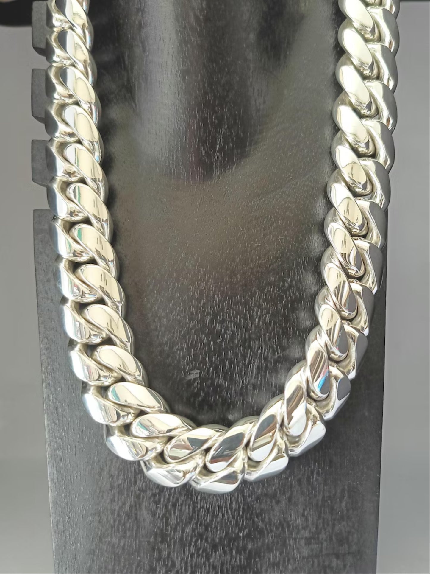 Solid Silver Curb Chain Necklace - Heavy Cuban Link 23mm