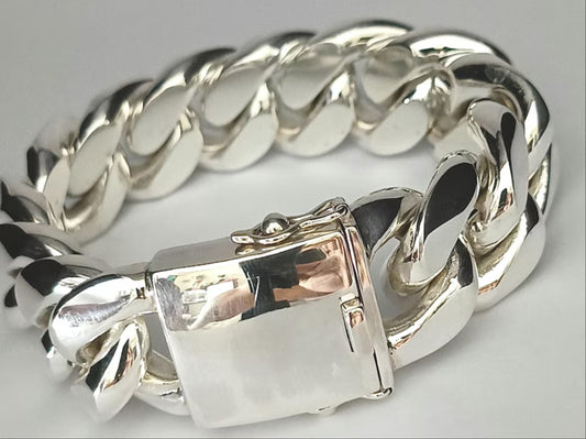 9" 25mm 925 Sterling Silver Curb Link Bracelet
