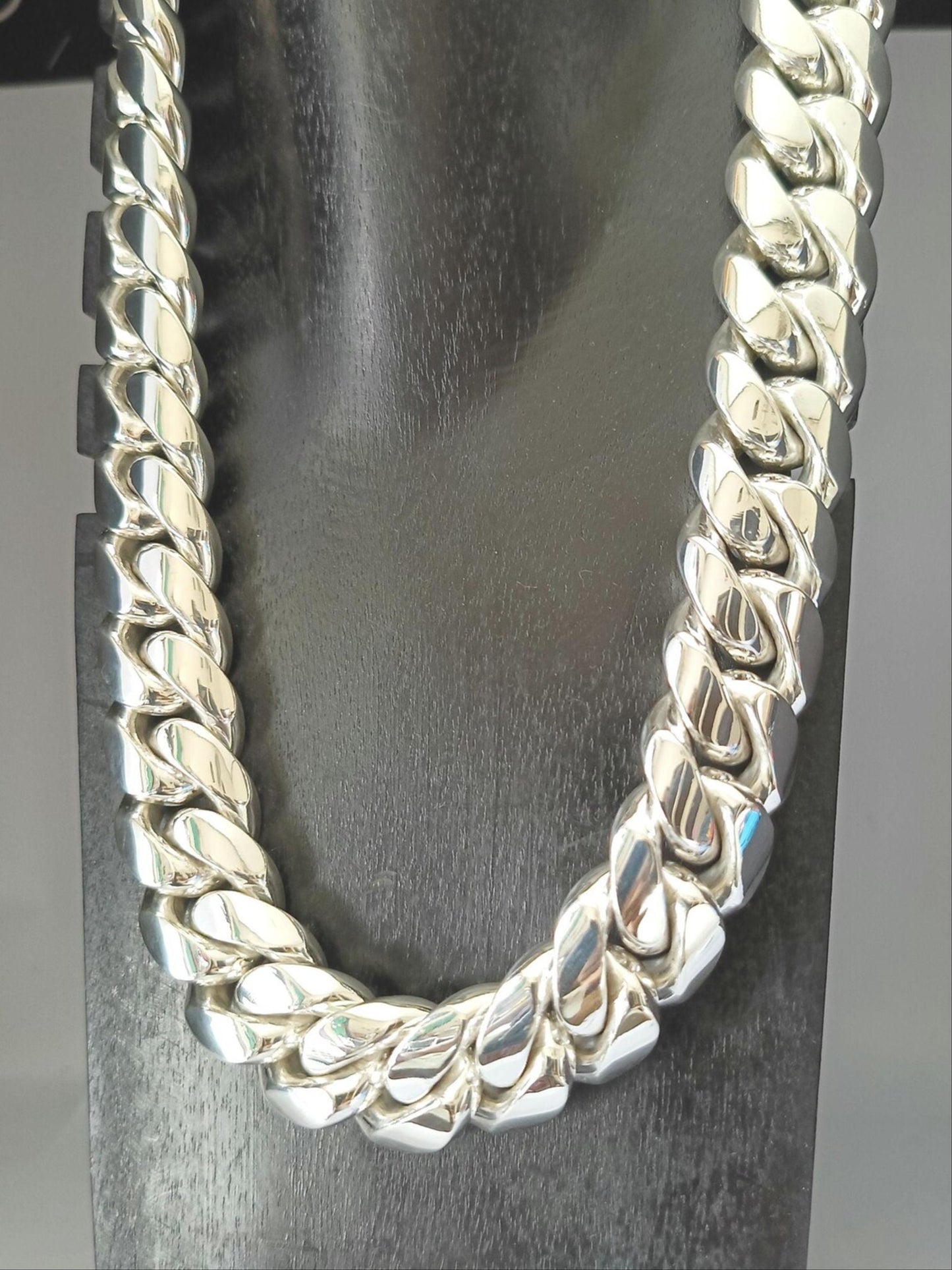 Solid Silver Curb Chain Necklace - Heavy Cuban Link 23mm