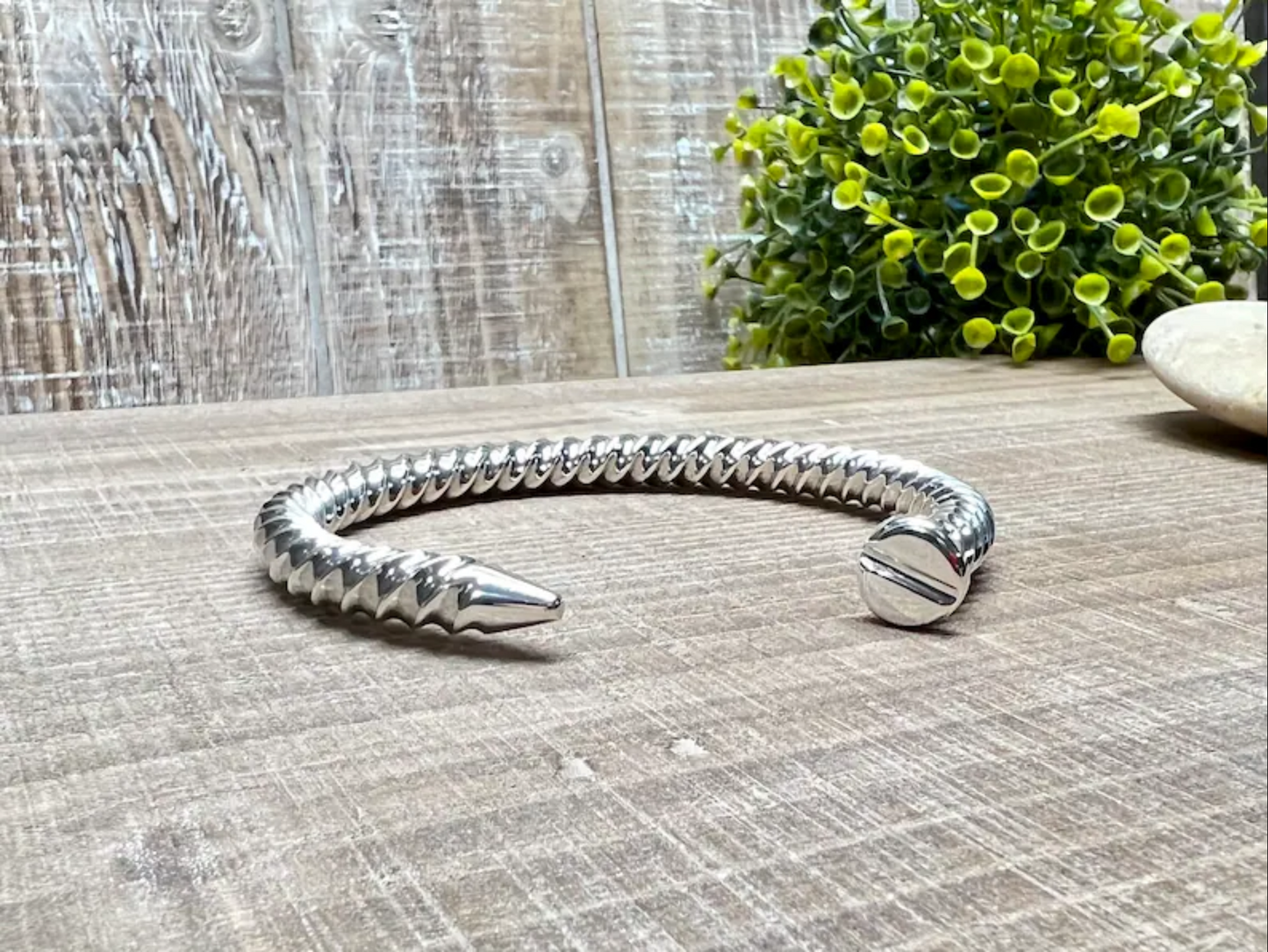 Sterling Silver Cuff Bracelet with Twisted Accent