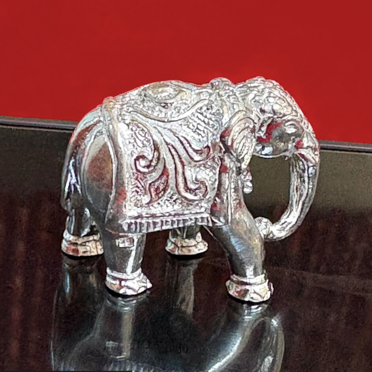 Sterling Silver Elephant Figurine  Spiritual Home Decor & Good Luck Gift