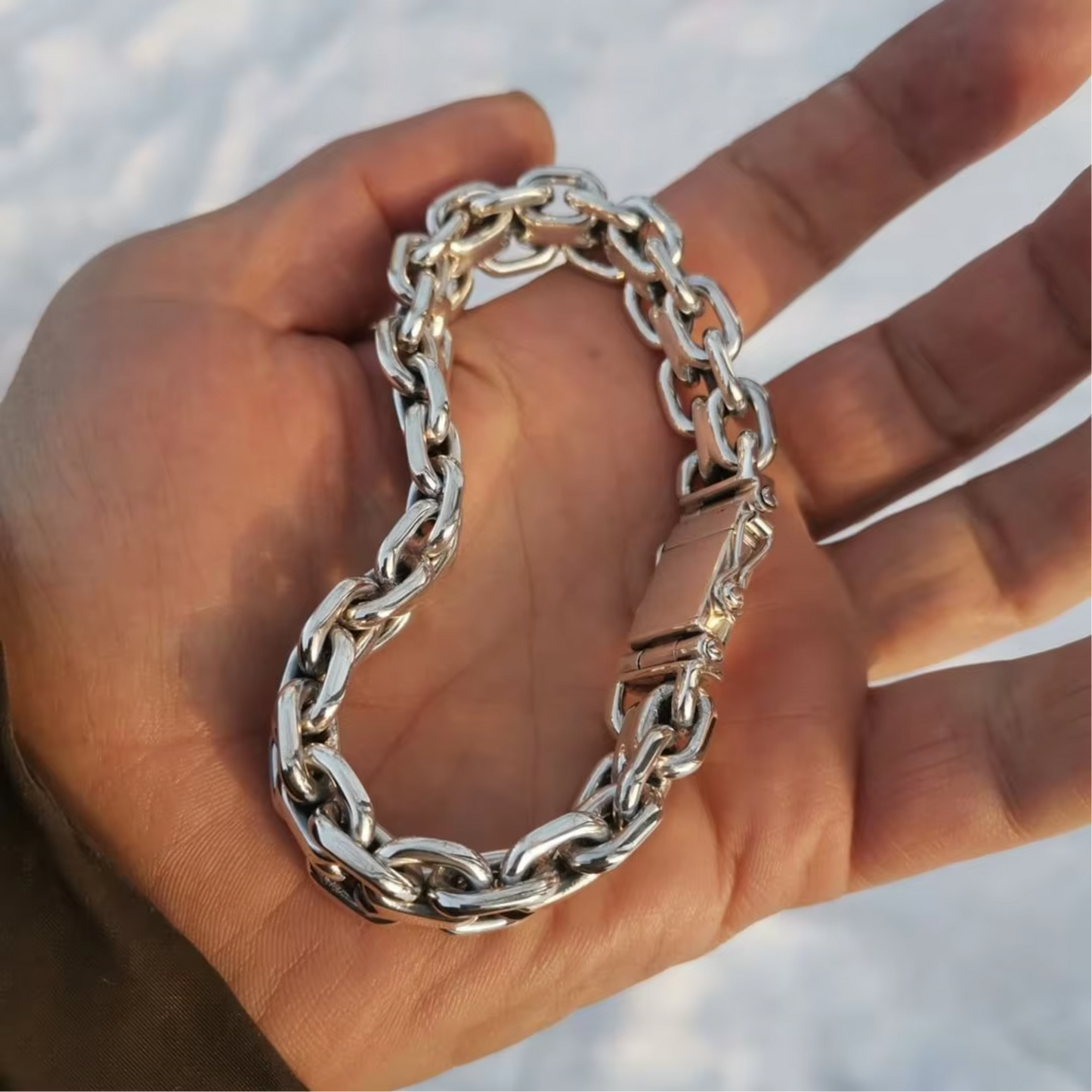 Unique-Unusual-Very Heavy Mens Silver Bracelet