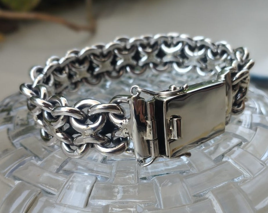 Heavy men's silver bracelet, Sterling silver jewelry, Ramses Bracelet-7