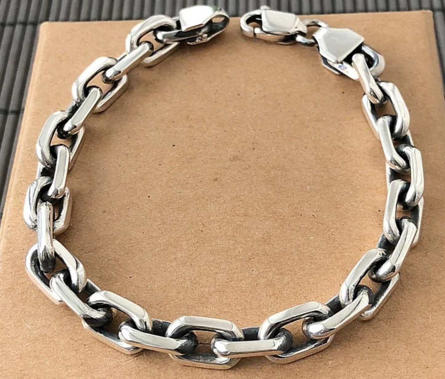 Anchor solid 925 sterling silver bracelet chain mens lobster Gift - CUBAN