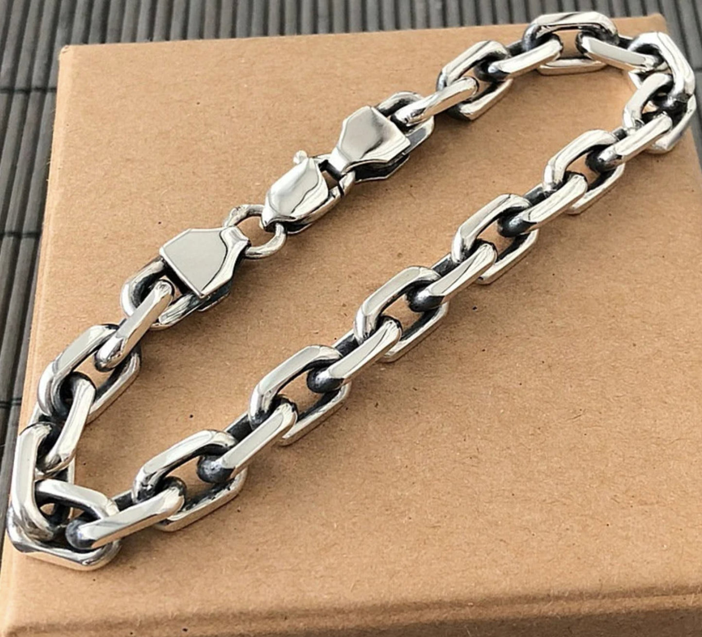 Anchor solid 925 sterling silver bracelet chain mens lobster Gift - CUBAN