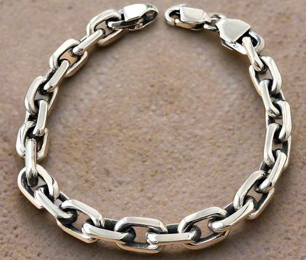 Anchor solid 925 sterling silver bracelet chain mens lobster Gift - CUBAN