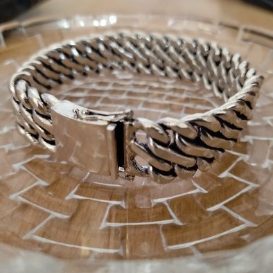 Antique Silver HAMMERED Link cuff bracelet, Arm Candy Party, Boho Modern Minimalist Abstract Cuff Bangle Bracelet Jewellery, Gift for him - CUBAN