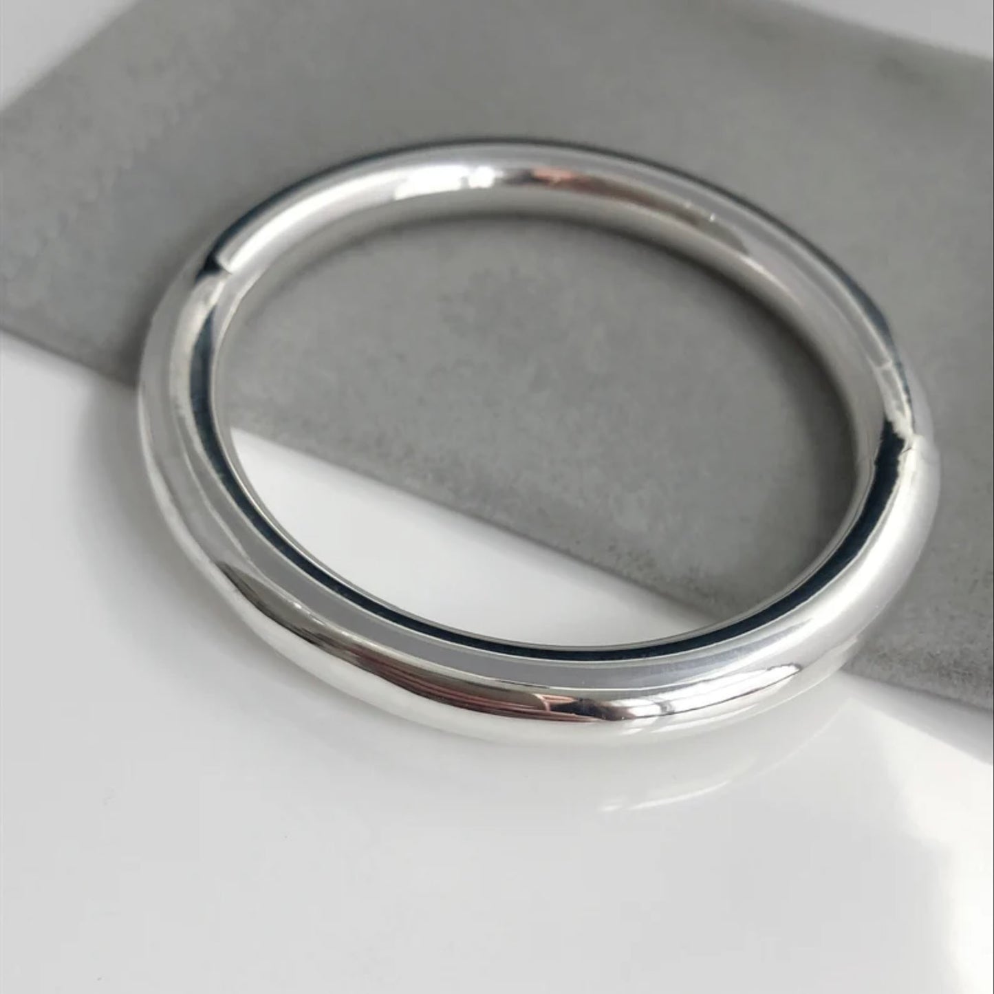 Unisex Heavy Solid Silver 6 MM Cuff Bangle- round bangle bracelet thick Bangle