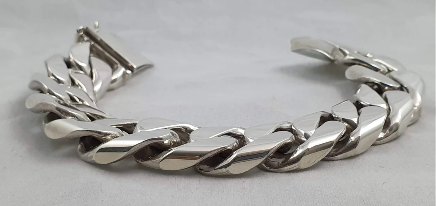 9" 205g Heavy Chunky Biker Cuban Curb Chain 925 SOLID Sterling Silver Mens Bracelet