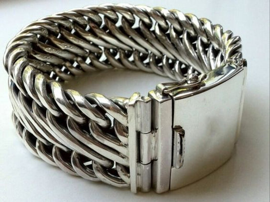 Silver Weave Bracelet - Heavy Silver Weave Bracelet - 8 inches- 925 Sterling Silver