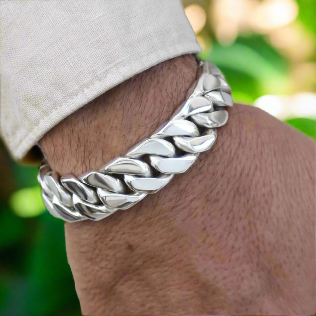 biker -bracelet-miami-curb-link-bracelet MEN 925 SILVER