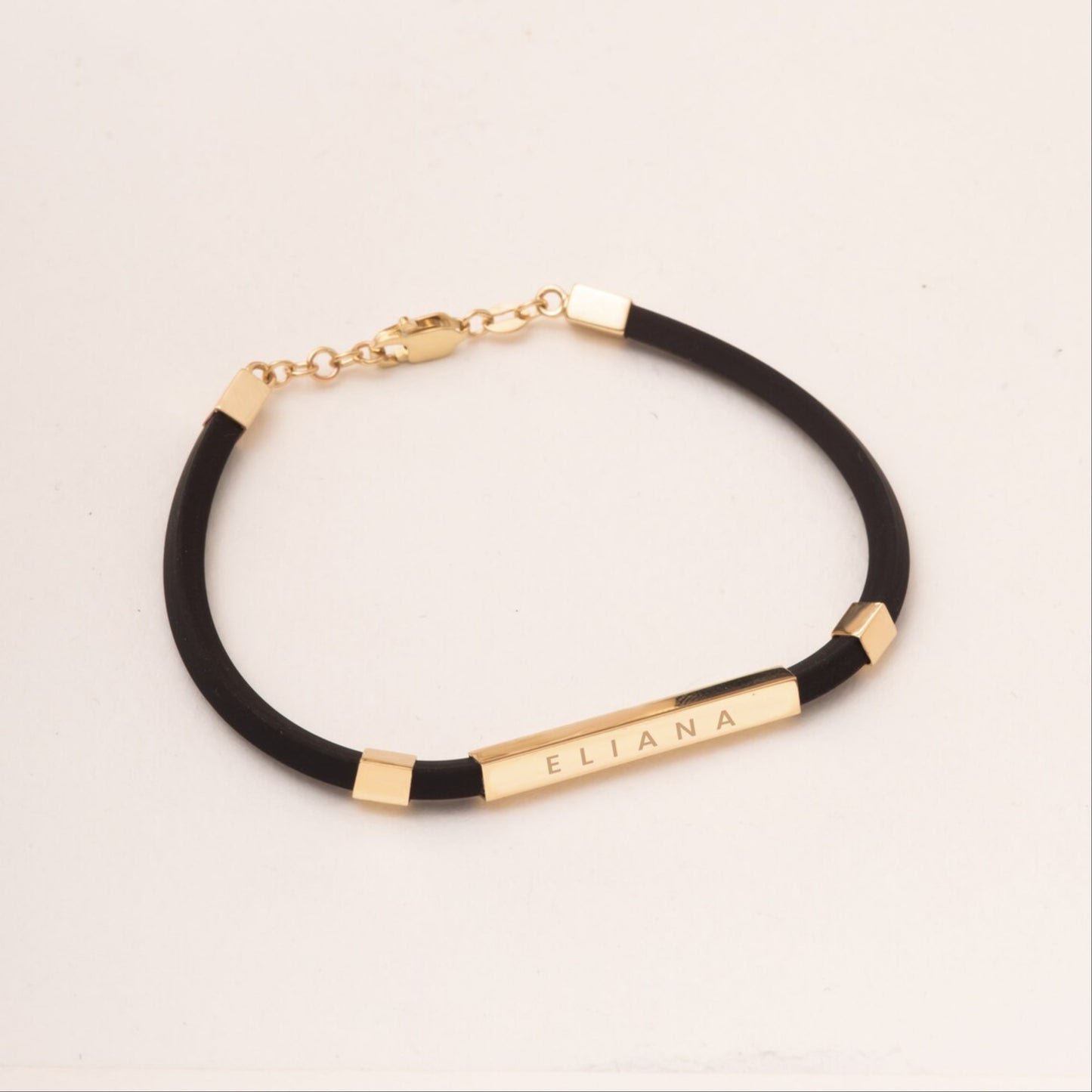 18K Gold Custom Engraved Bar Bracelet Name Engraving, Perfect Gift for Dad.