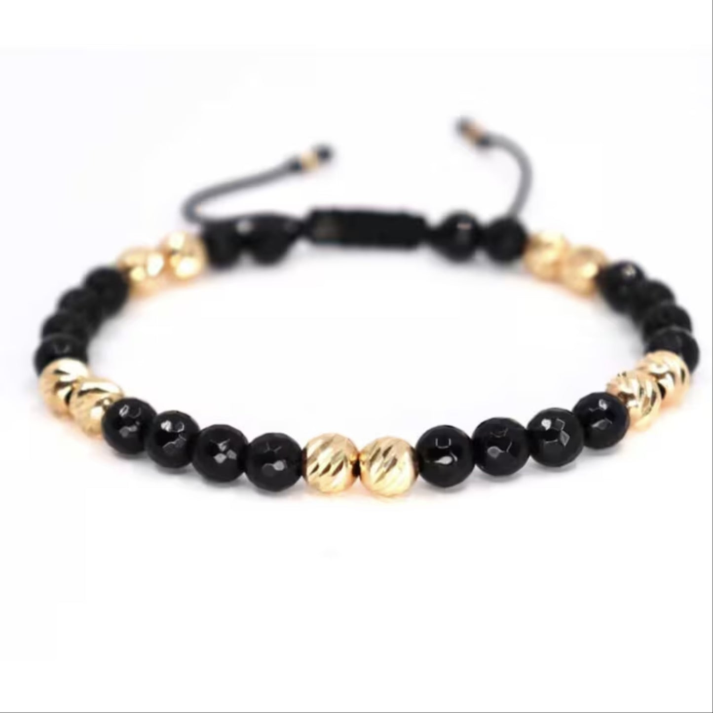 18k Real Gold Mens Onyx Bracelet