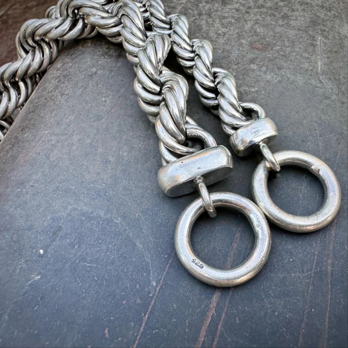 Real Solid Rope Chain 925 Sterling Silver Men's