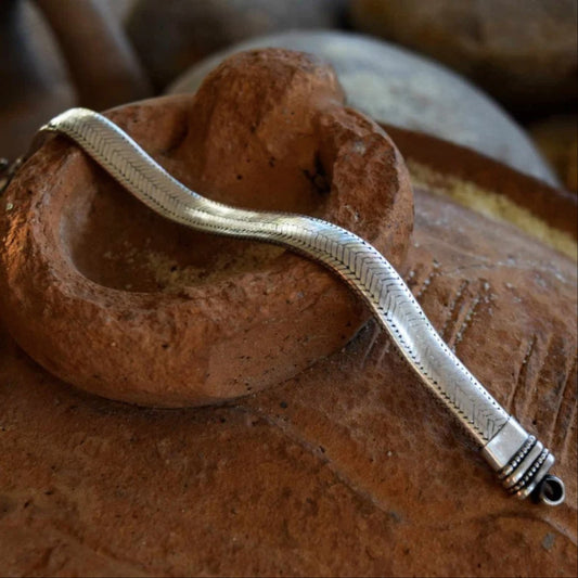 Thick Silver Bracelet for Men, Wide Flat Silver Bracelet