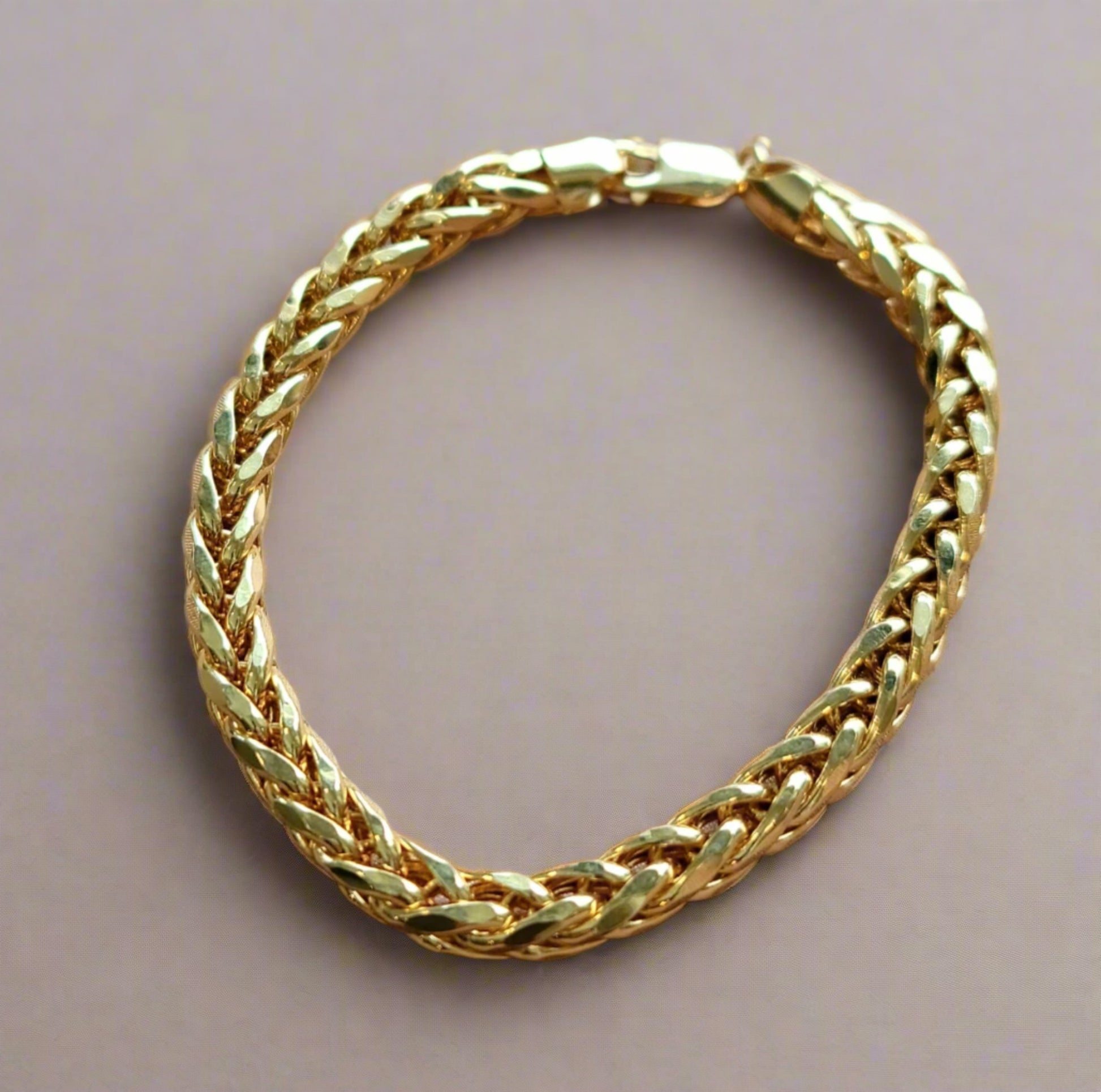 18K Solid Gold Mesh Bracelet, Real 18K Yellow Gold Round Mesh Link Bracelet, Charm Bracelet