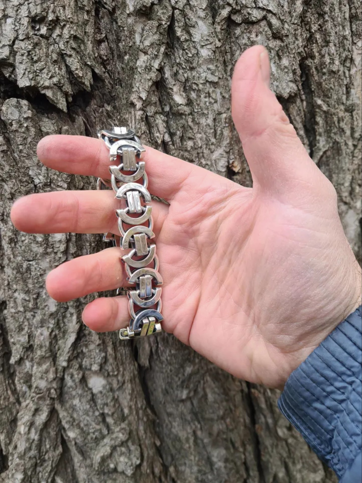 Heavy Men's 925 Sterling Silver Bracelets with Bold Links