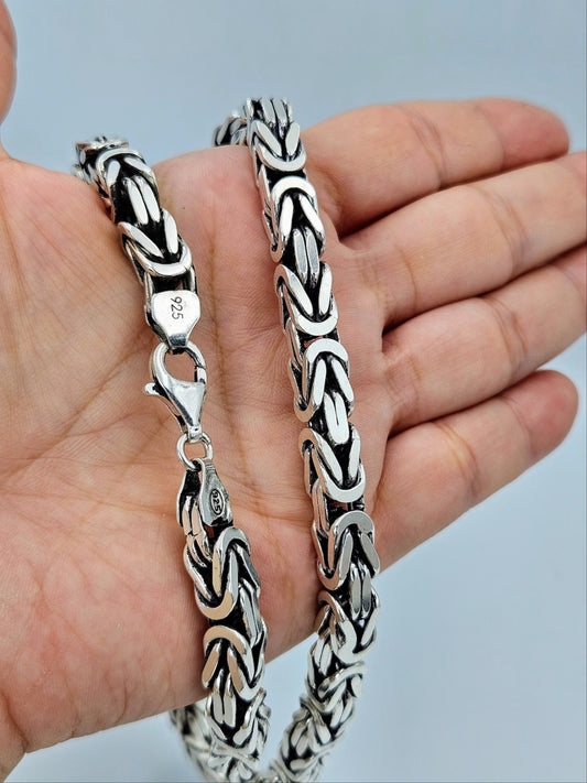 Heavy Silver Mens Chain - Byzantine Chain